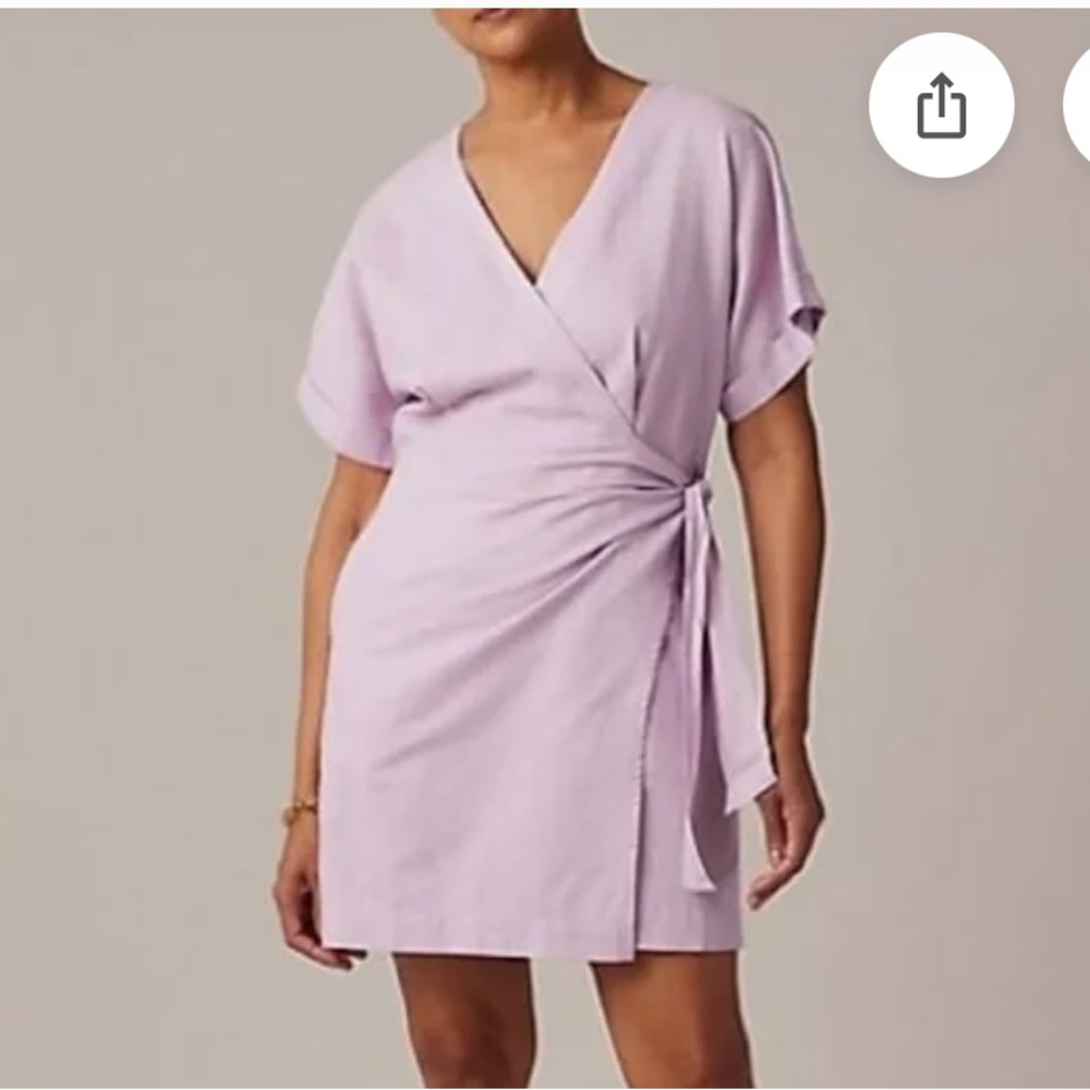 Hudson North  Light Purple Mini Linen Blend Wrap Dress